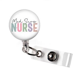 Med Surg Nurse Badge Reel RN Retractable ID Holder